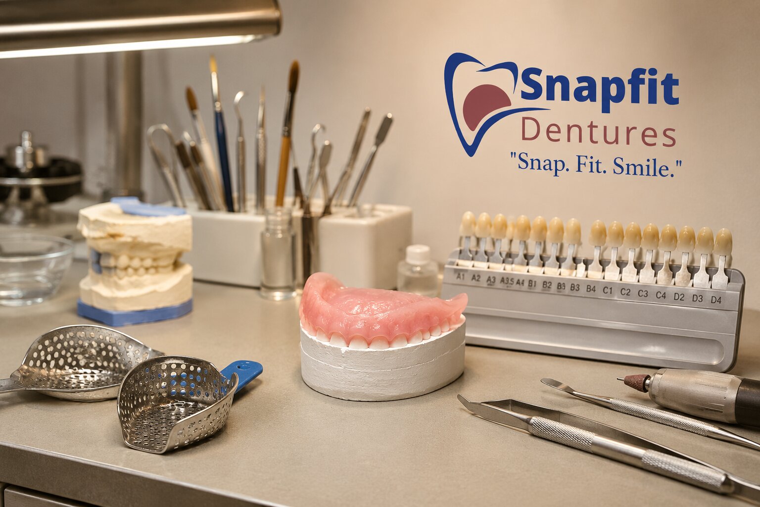 In-house dental laboratory at SnapFit Denture Practice Wolverhampton where dentures are made on the same day